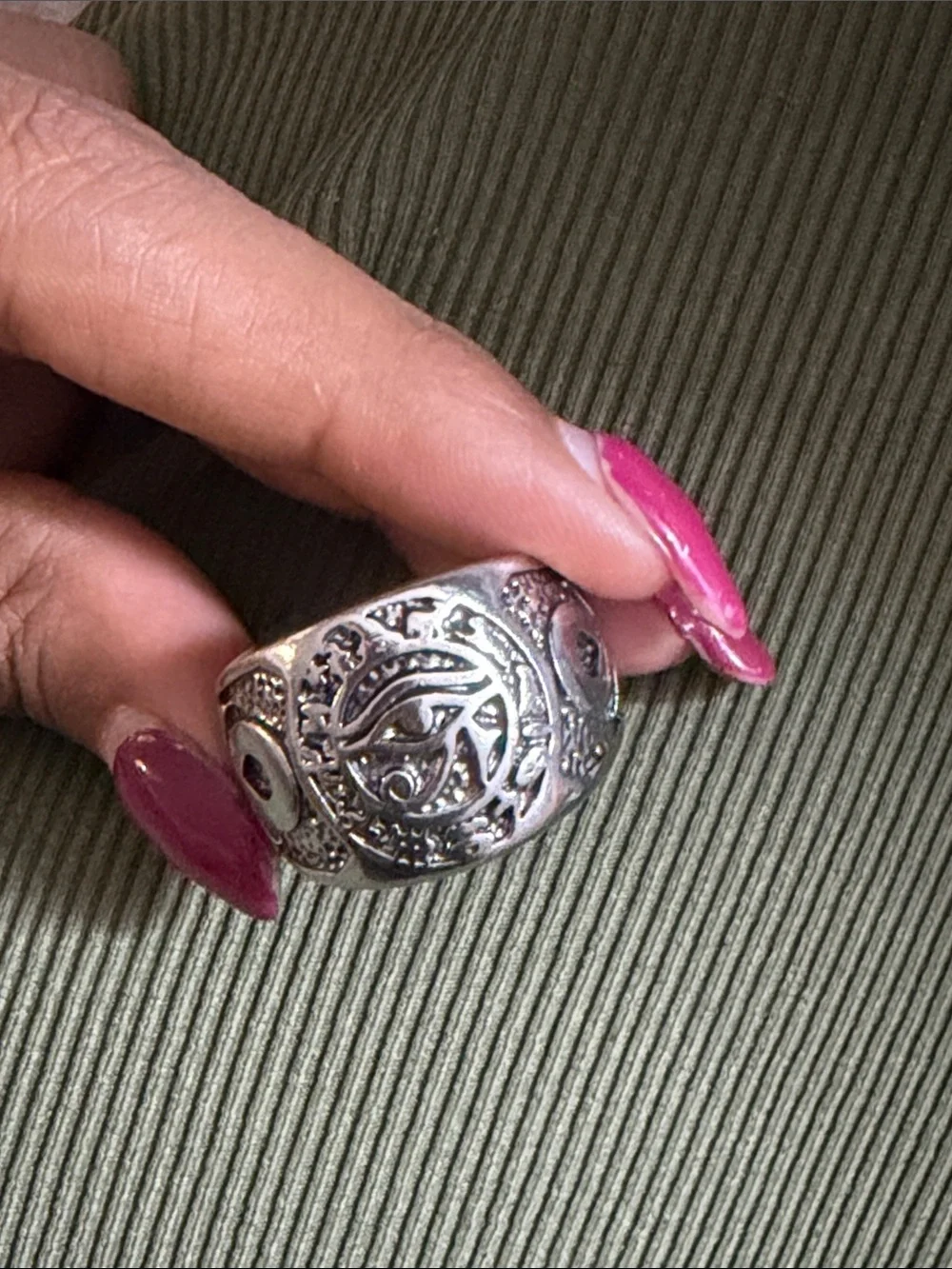 Silver Eye of Horus Statement Ring - ring Jewelry
